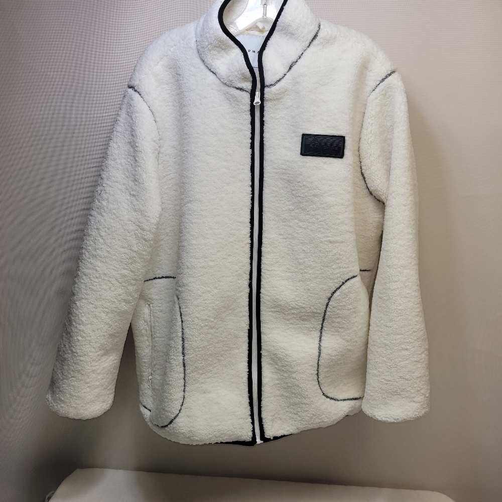 Topman New With Tags Men’s Sheepskin-like fabric White, Zipper Size Large